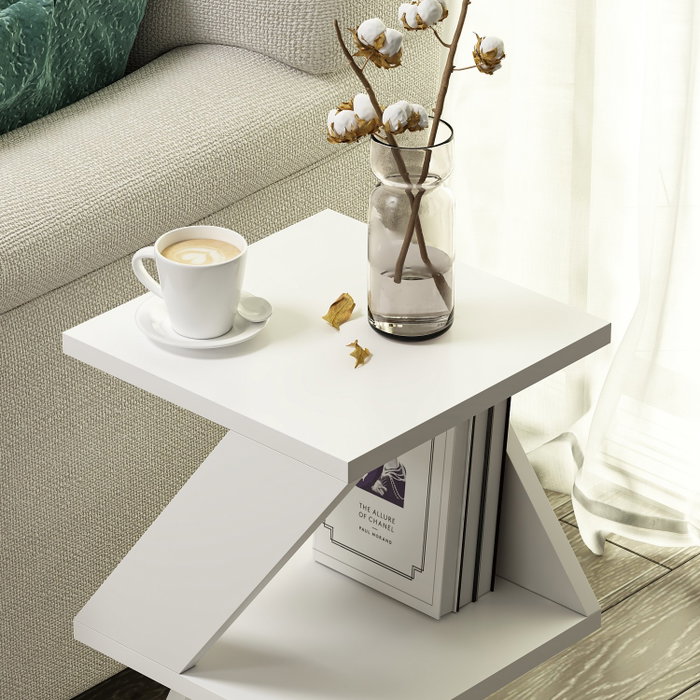 Hanah Home Mesa Auxiliar Albeni White 30x50x30 cm Blanco Tablero de Partículas Recubierto de Melamina